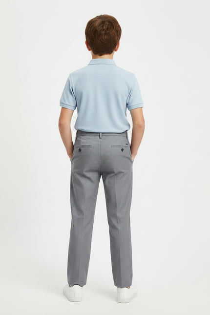 Pantalon À Pince Gris Plissé Droit Garçon Élégant - Polyester - vue 2