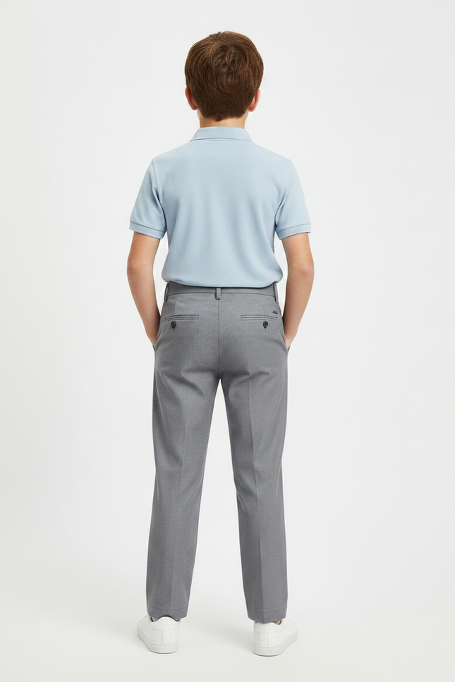 Pantalon À Pince Gris Plissé Droit Garçon Élégant - Polyester - vue 2