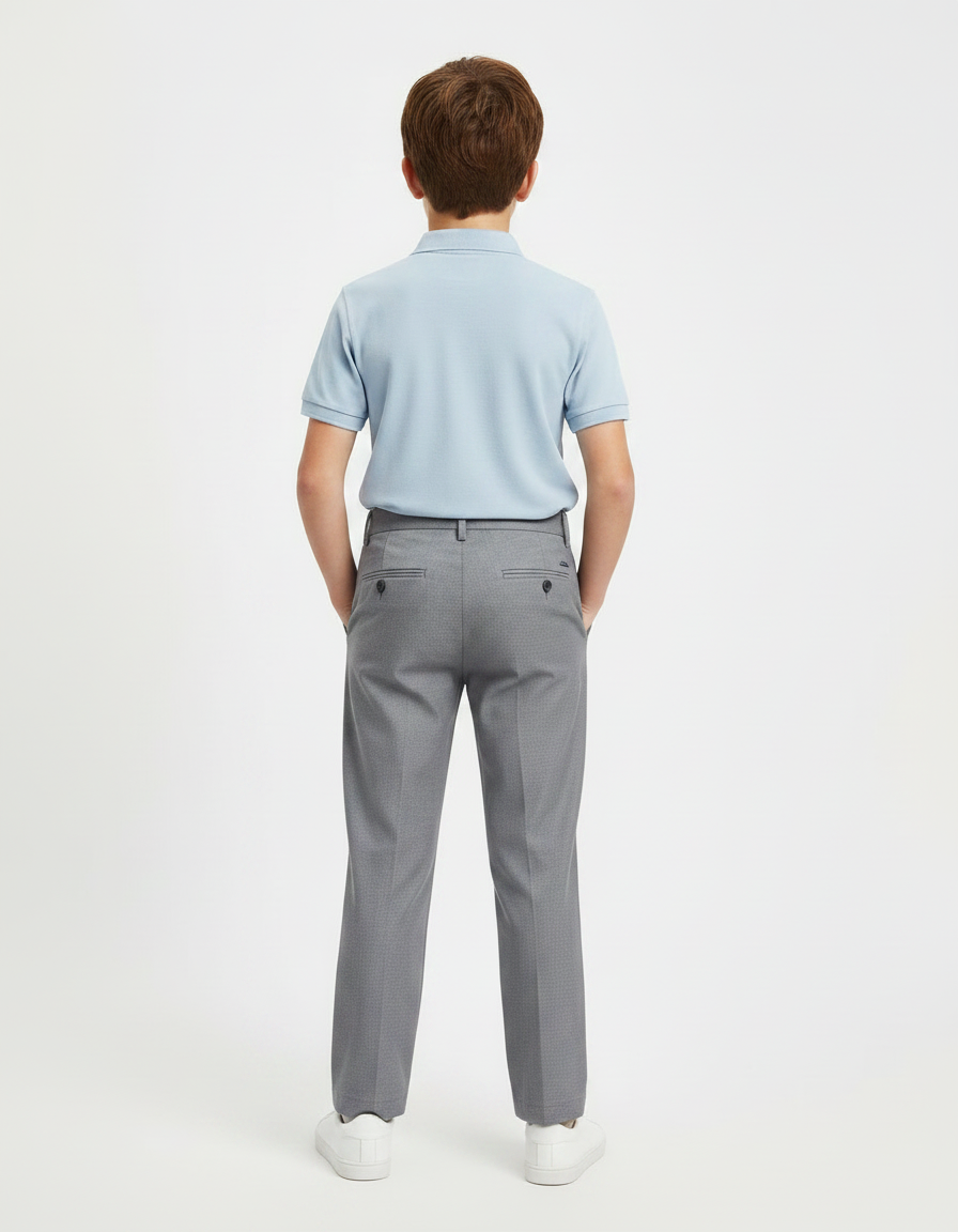 Pantalon À Pince Gris Plissé Droit Garçon Élégant - Polyester - vue 2
