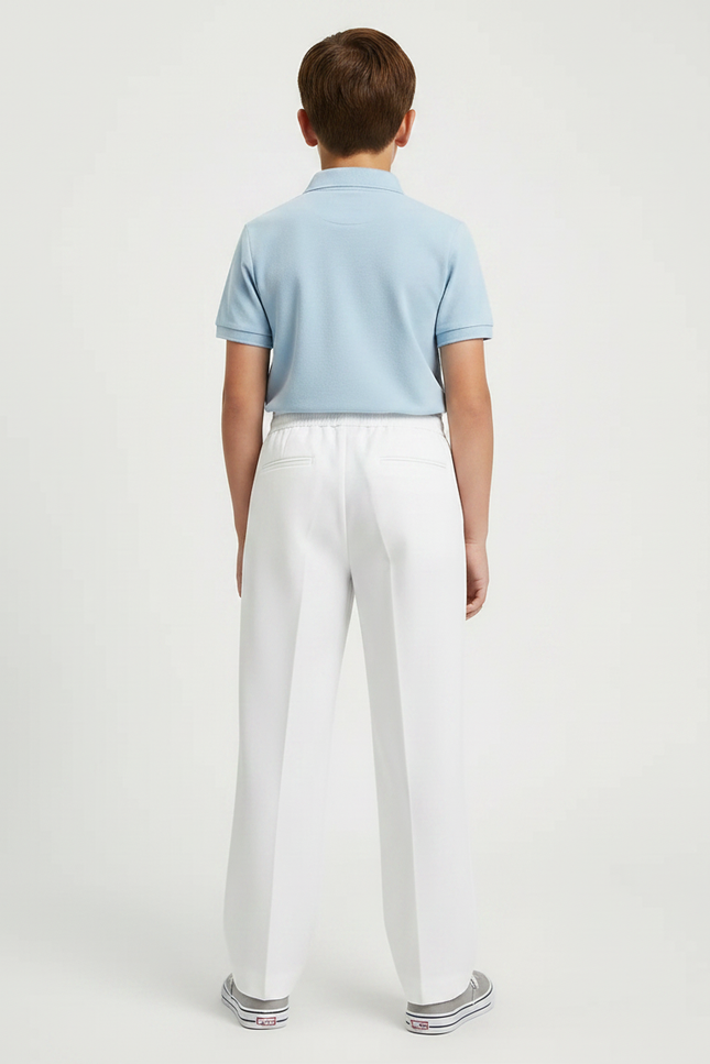 Pantalon À Pince Blanc Droit Cordon Enfant Décontracté - Gabardine - vue 2