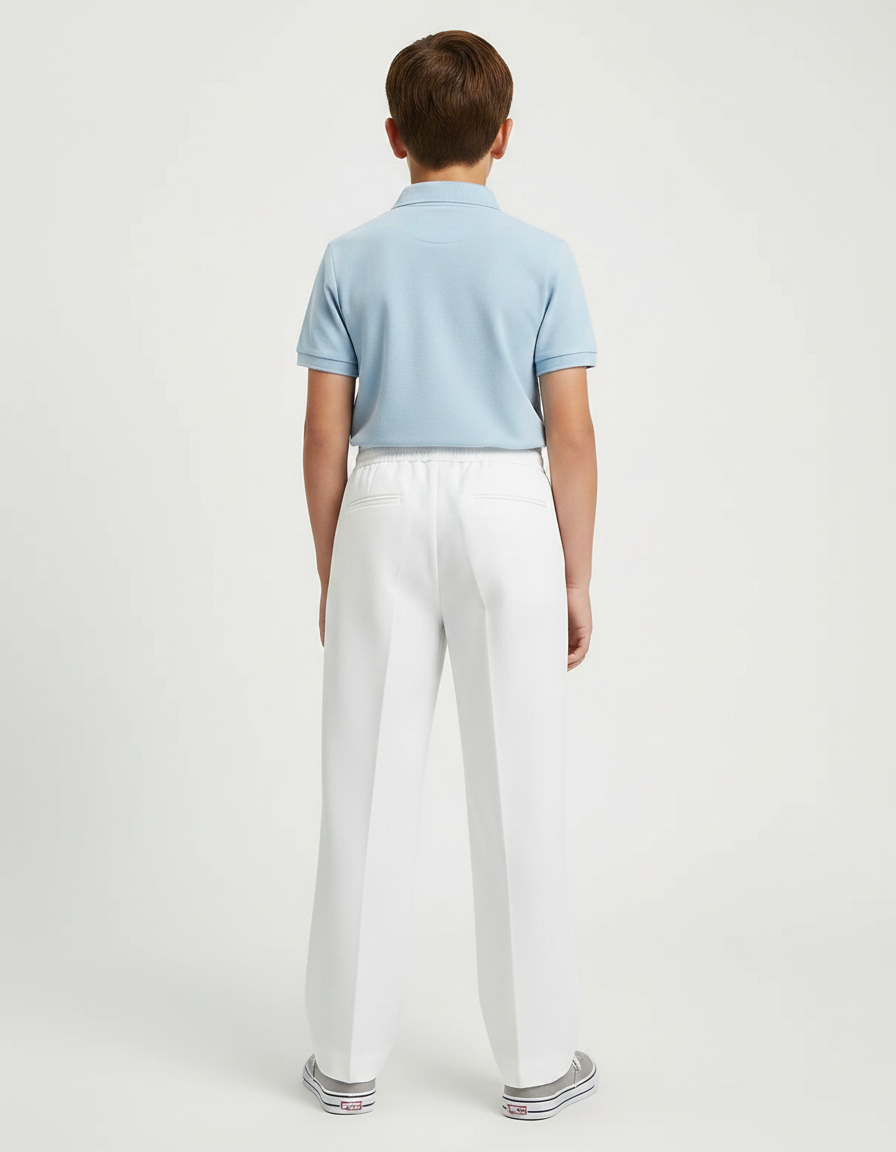 Pantalon À Pince Blanc Droit Cordon Enfant Décontracté - Gabardine - vue 2