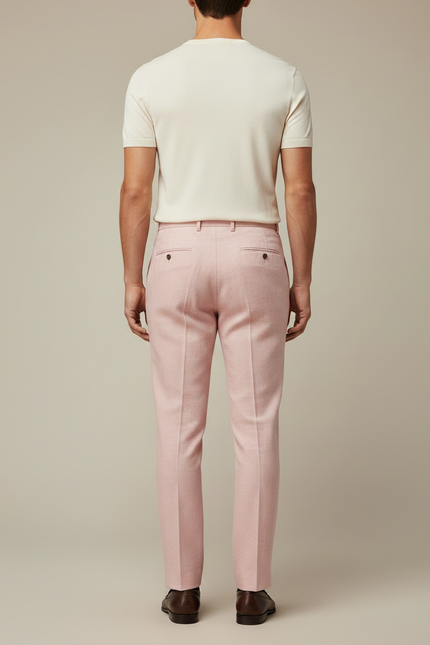 Pantalon À Pince Rose Plissé Élégant Décontracté Homme - Lin - vue 2