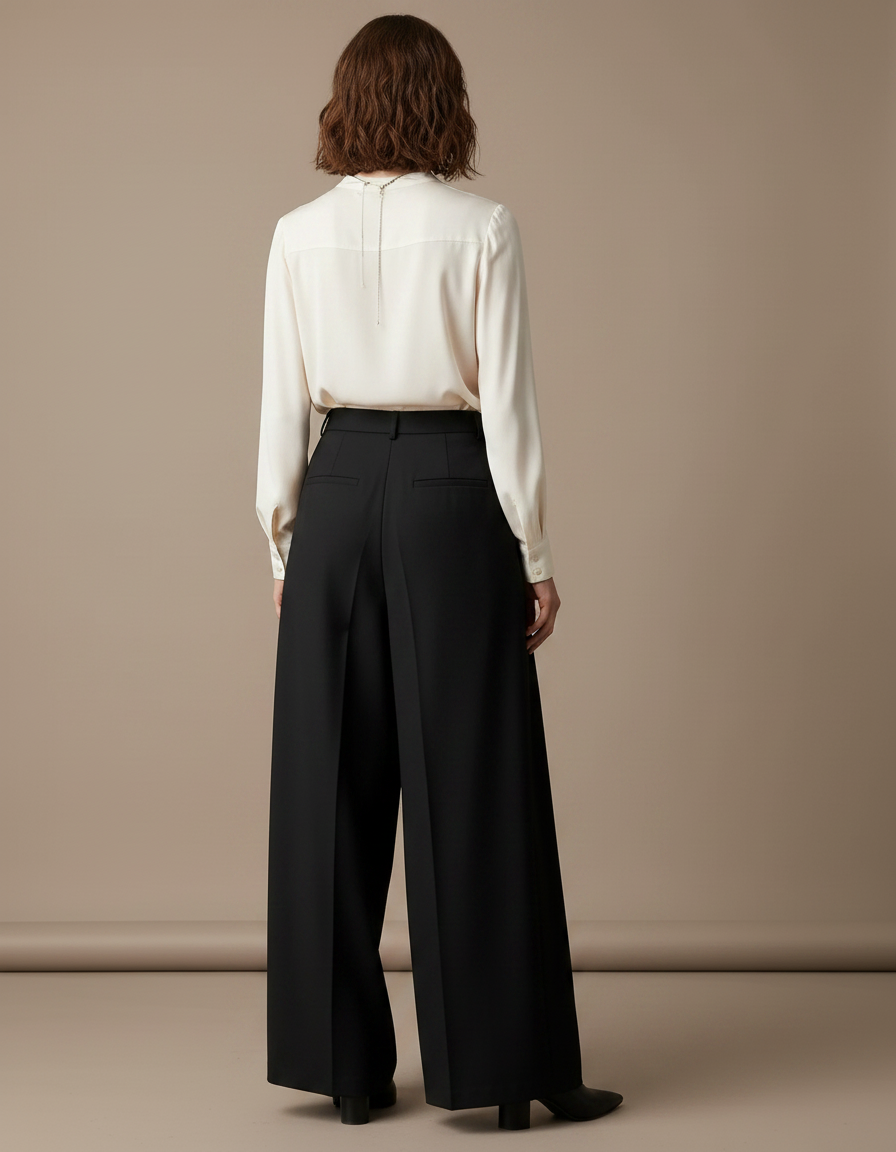 Pantalon À Pince 804c - Noir Gabardine - vue 2