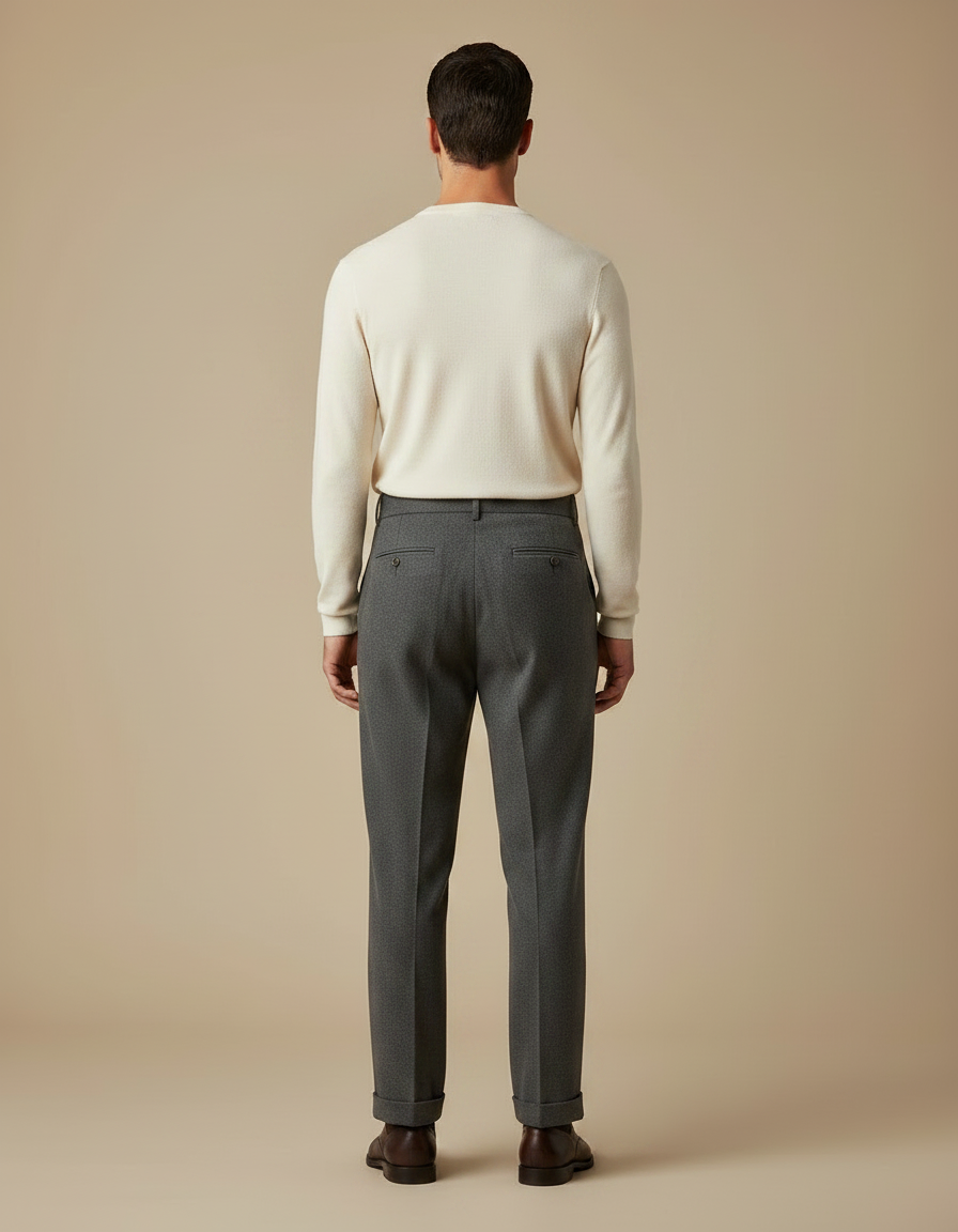 Pantalon À Pince Gris Anthracite Laine Plissé Homme Élégant - vue 2