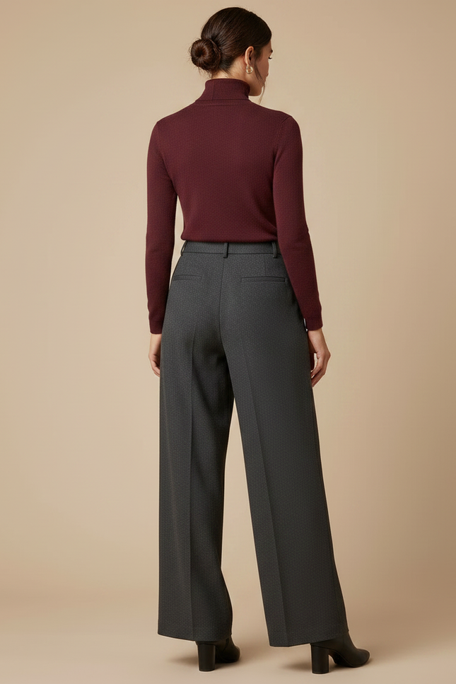 Pantalon À Pince Gris Anthracite Ample Plissé Élégant - Laine - vue 2