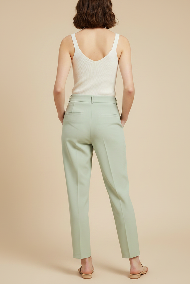 Pantalon À Pince Vert Menthe Fluide Élégant Décontracté - Polyester - vue 2