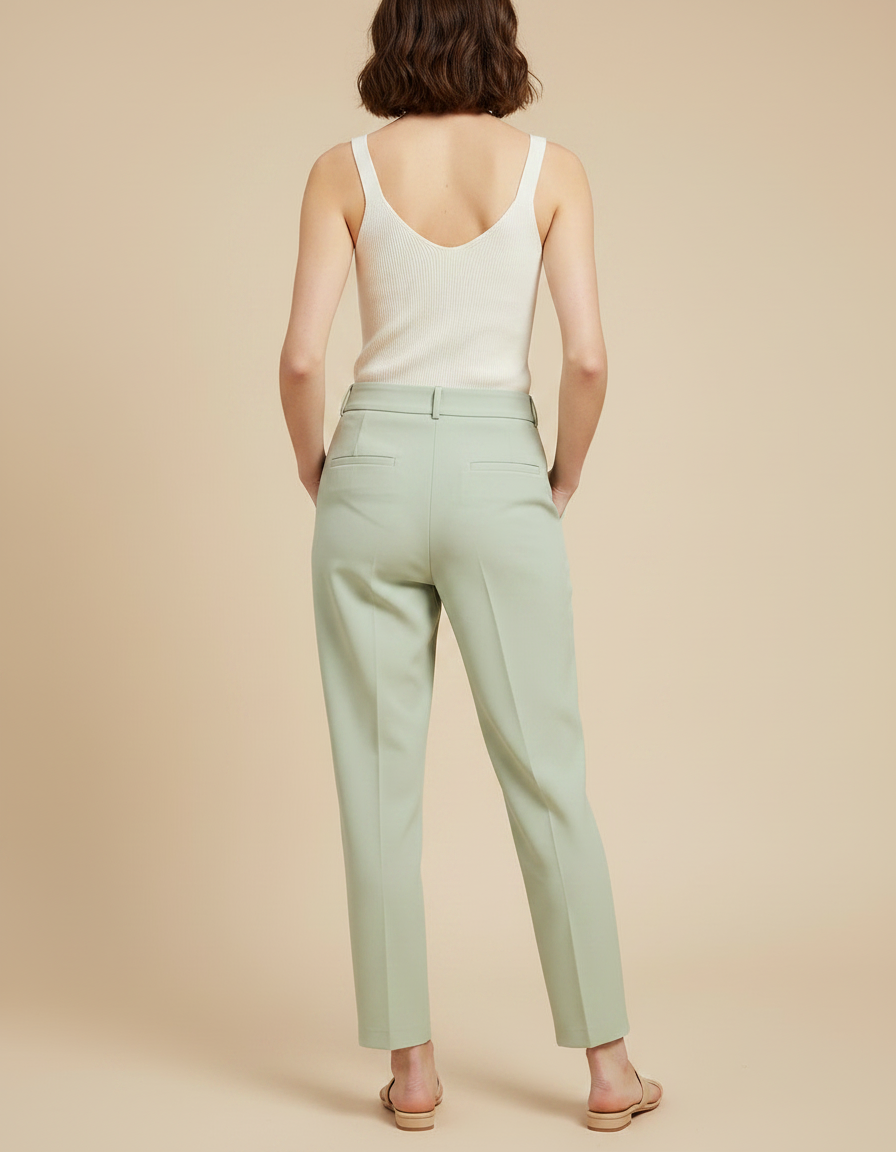 Pantalon À Pince Vert Menthe Fluide Élégant Décontracté - Polyester - vue 2