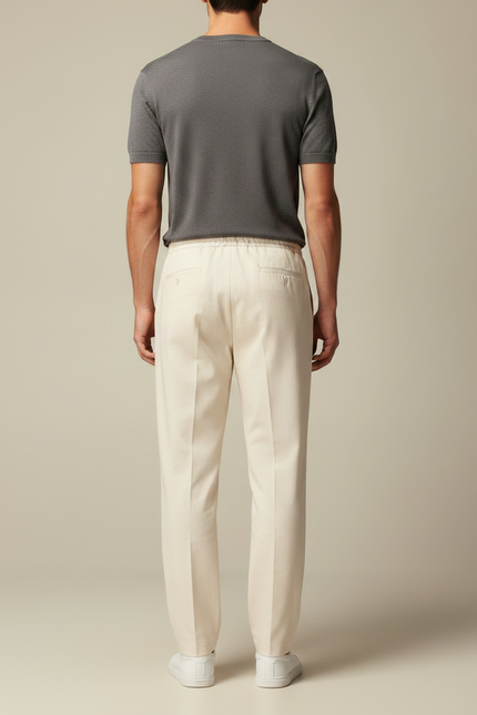 Pantalon Beige À Pince - Gabardine - vue 2