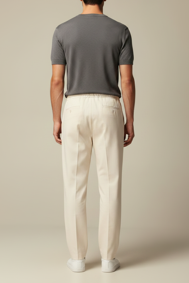 Pantalon Beige À Pince - Gabardine - vue 2
