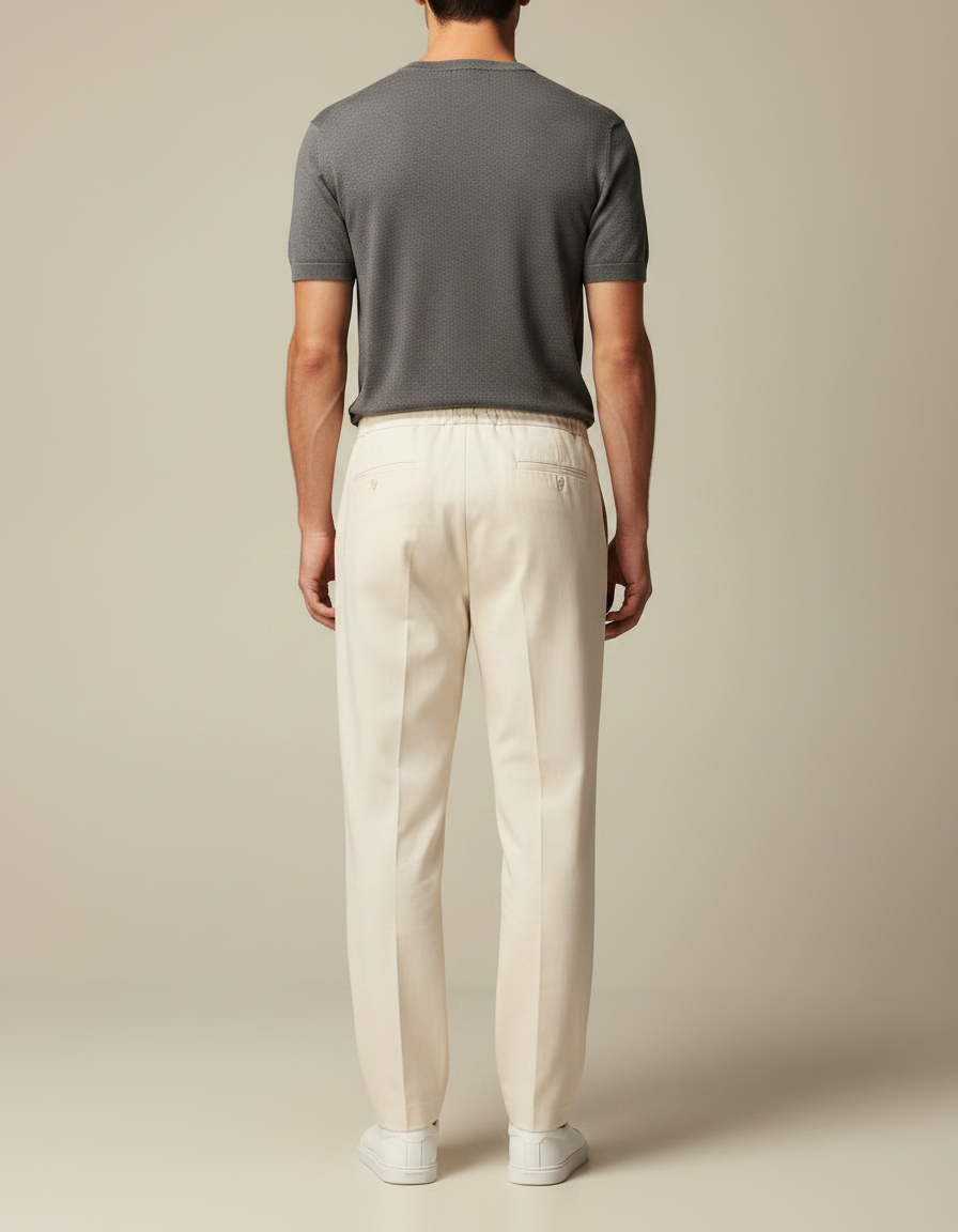 Pantalon Beige À Pince - Gabardine - vue 2