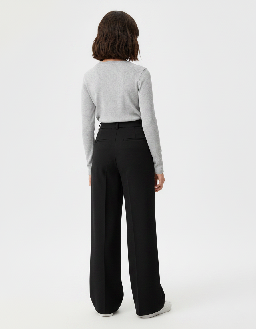 Pantalon À Pince Noir Droit Ample Fluide Fille - Polyester - vue 2