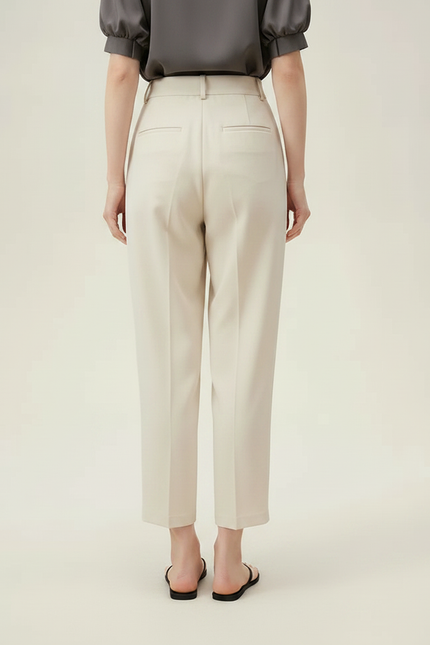 Pantalon À Pince Beige Plissé Tapered Décontracté Femme - Polyester - vue 2