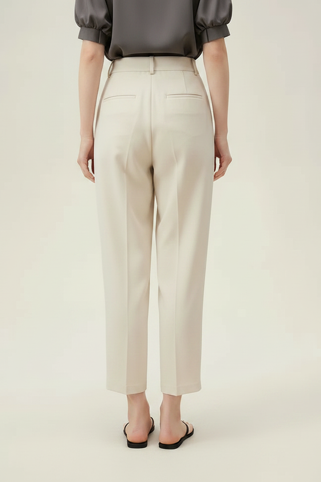 Pantalon À Pince Beige Plissé Tapered Décontracté Femme - Polyester - vue 2