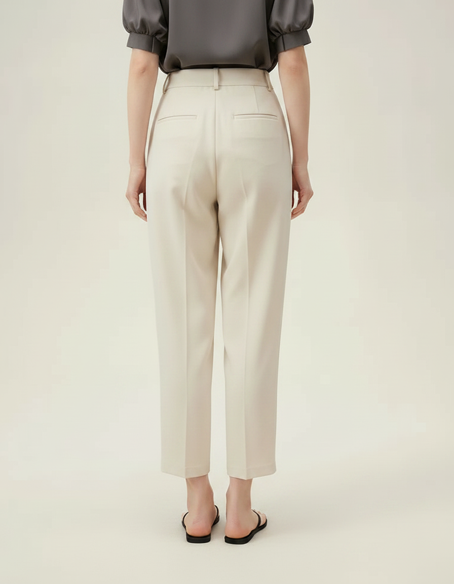 Pantalon À Pince Beige Plissé Tapered Décontracté Femme - Polyester - vue 2
