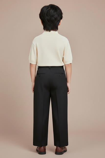 Pantalon À Pince Noir Plissé Ample Enfant Élégant - Gabardine - vue 2