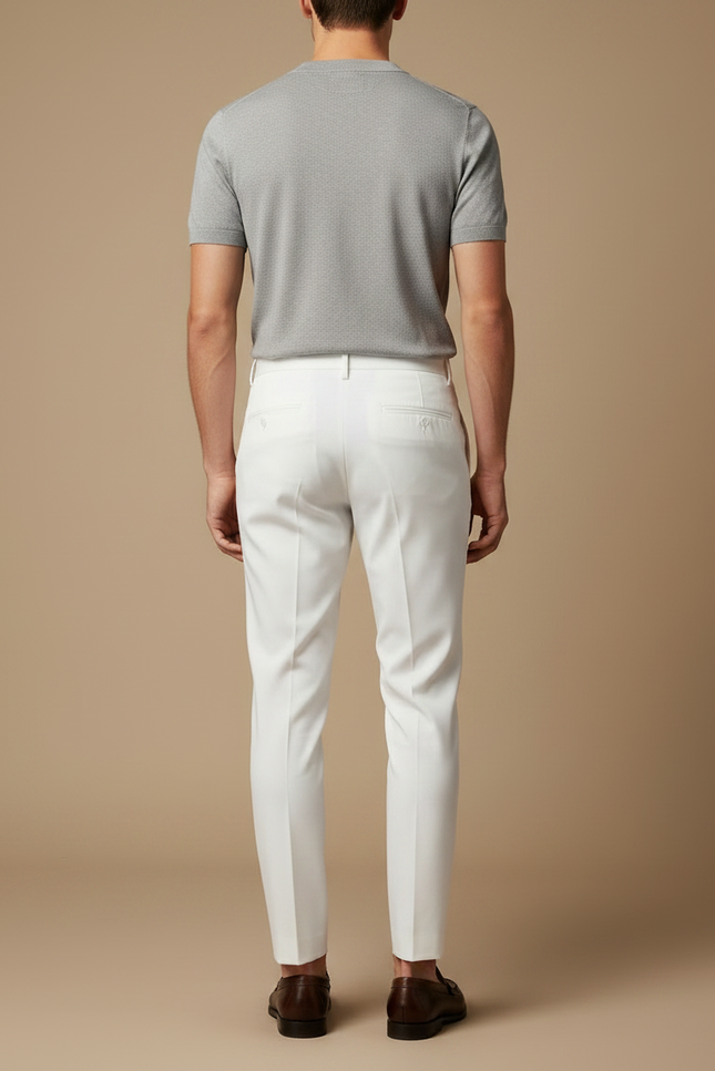 Pantalon À Pince Blanc Droit Homme Formel Élégant - Polyester - vue 2