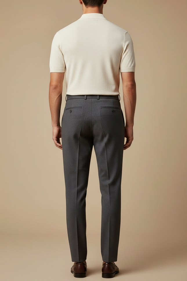 Pantalon À Pince Gris Anthracite Coupe Droite Élégant - Laine - vue 2