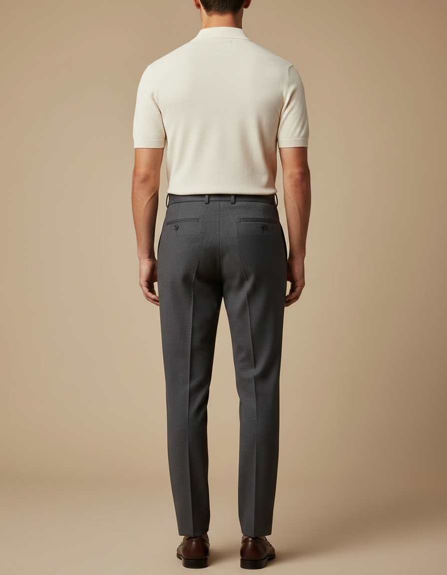 Pantalon À Pince Gris Anthracite Coupe Droite Élégant - Laine - vue 2