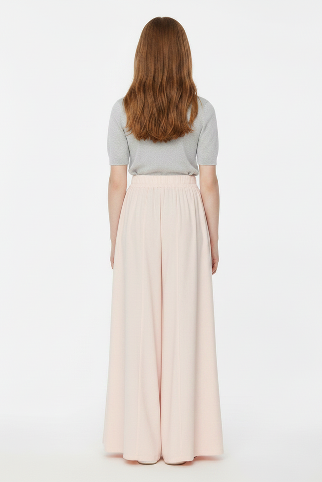 Pantalon À Pince Rose Pâle Fluide Ample Décontracté - Viscose - vue 2