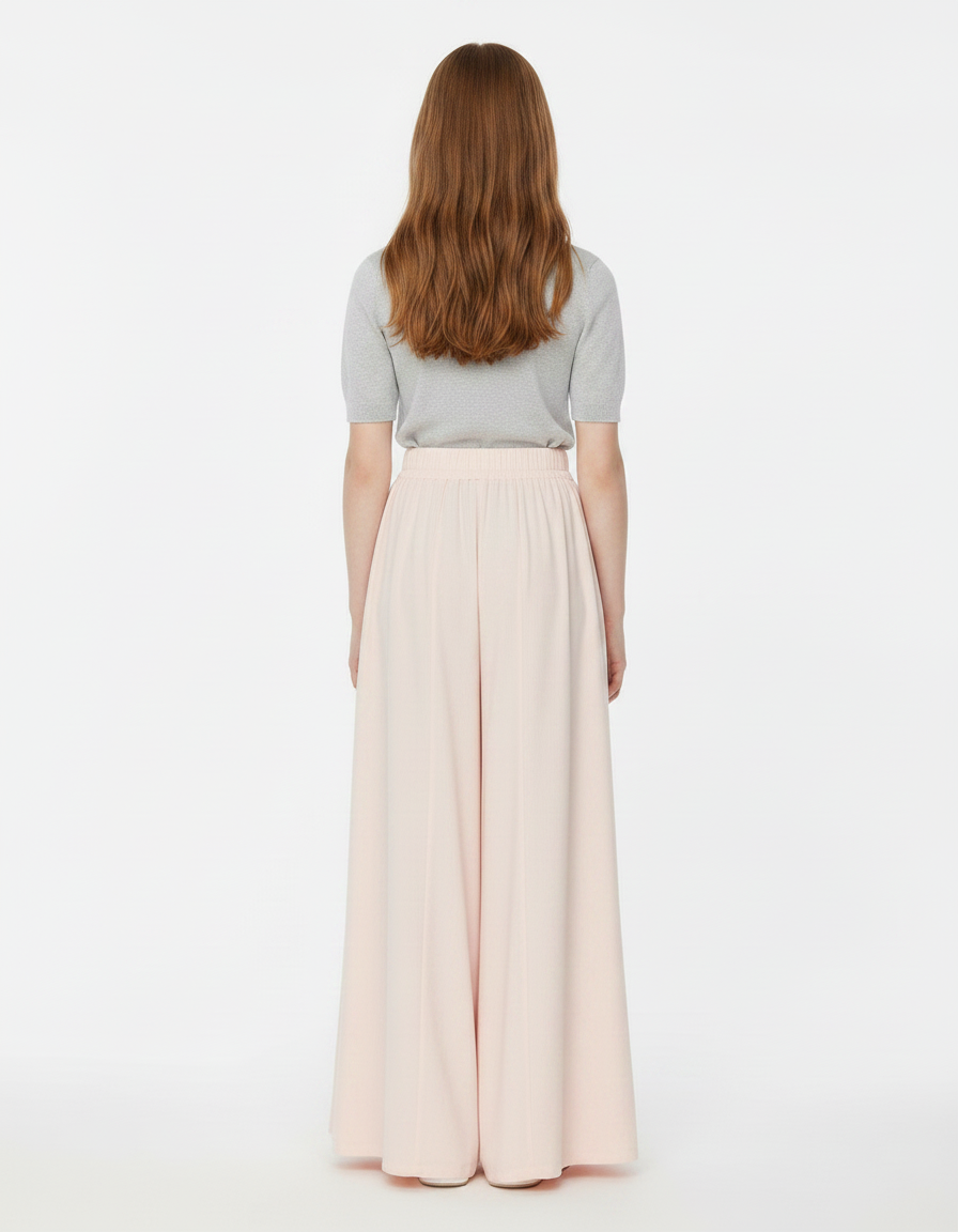 Pantalon À Pince Rose Pâle Fluide Ample Décontracté - Viscose - vue 2