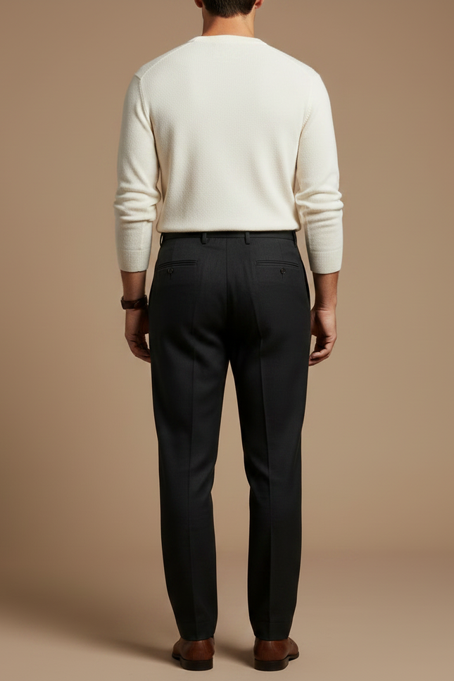 Pantalons À Pince Homme - Noir Laine - vue 2