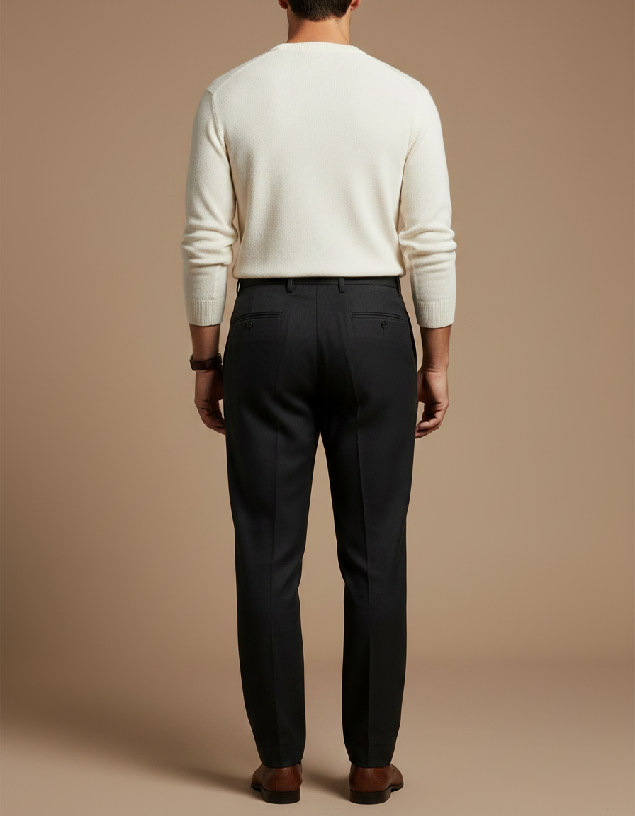Pantalons À Pince Homme - Noir Laine - vue 2
