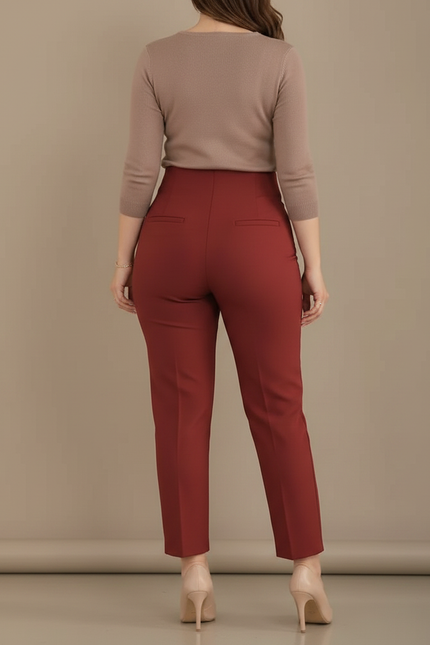 Pantalon À Pince Grande Taille Femme - Bordeaux Gabardine - vue 2