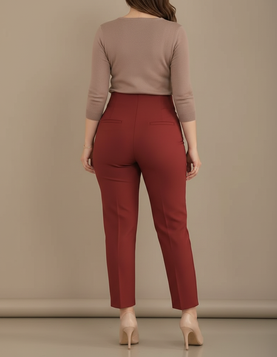 Pantalon À Pince Grande Taille Femme - Bordeaux Gabardine - vue 2