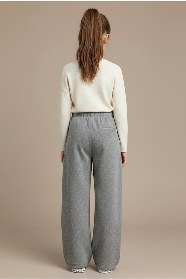 Pantalon À Pince Gris Ample Décontracté Cordon Enfant - Molleton - vue 2