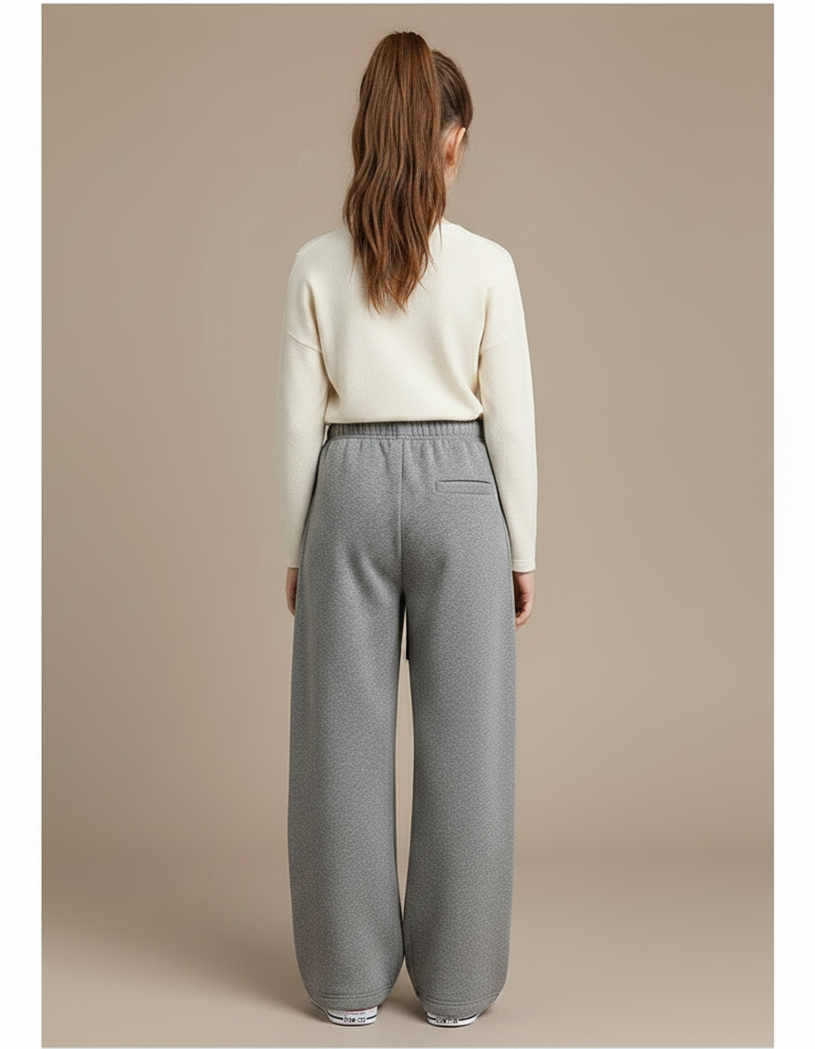 Pantalon À Pince Gris Ample Décontracté Cordon Enfant - Molleton - vue 2