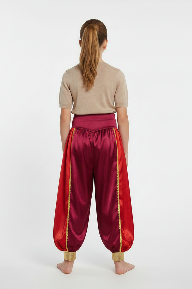 Pantalon À Pince Satiné Bicolore Rouge Doré Ample Enfant - vue 2