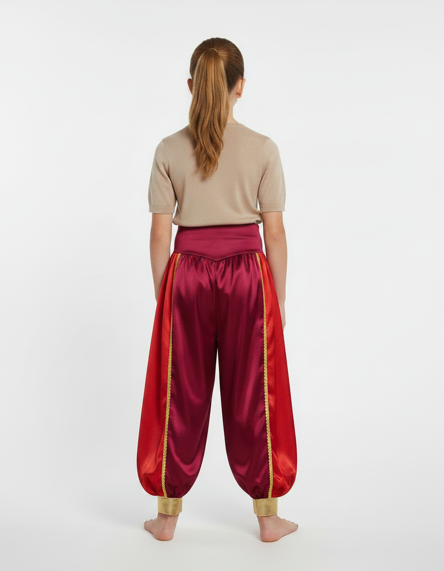 Pantalon À Pince Satiné Bicolore Rouge Doré Ample Enfant - vue 2