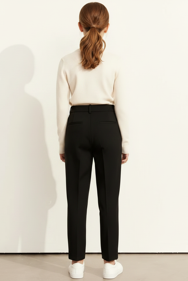 Pantalon À Pince Noir Droit Taille Haute Élégant - Polyester - vue 2