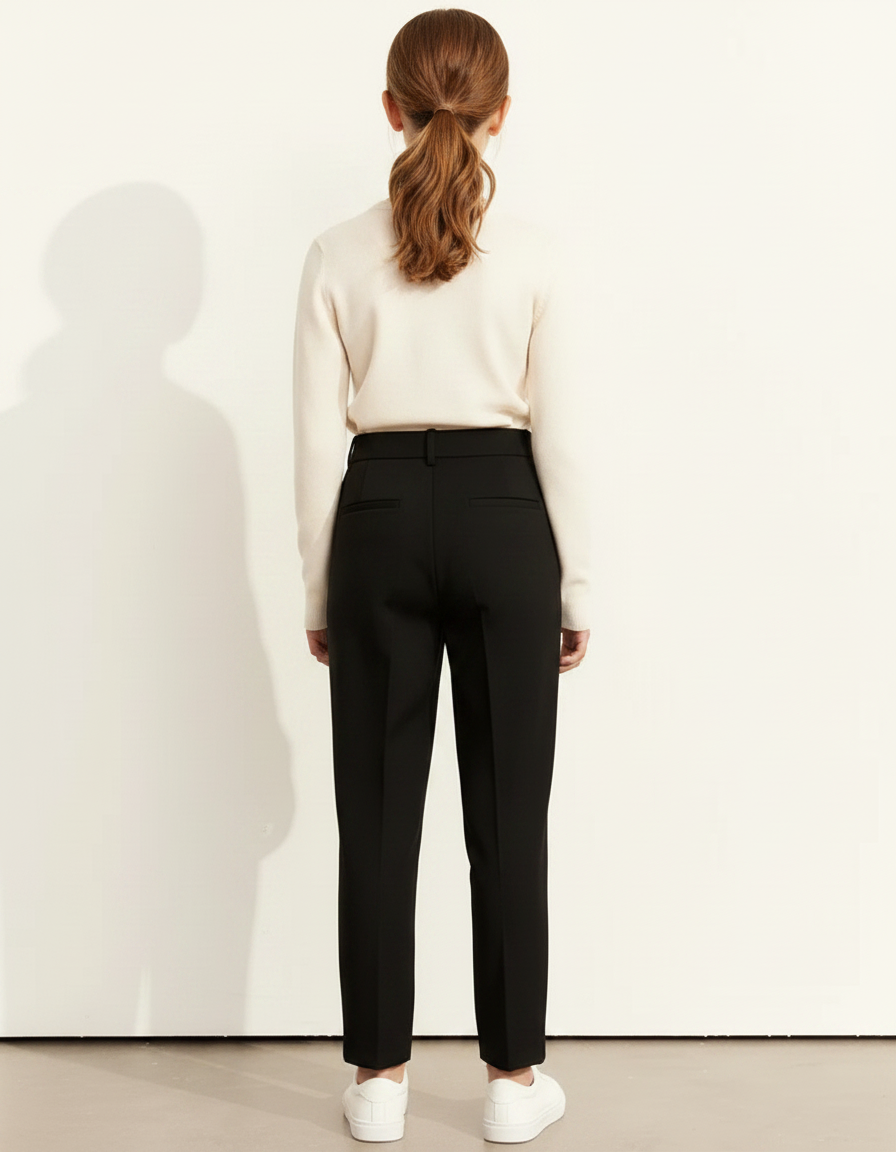 Pantalon À Pince Noir Droit Taille Haute Élégant - Polyester - vue 2