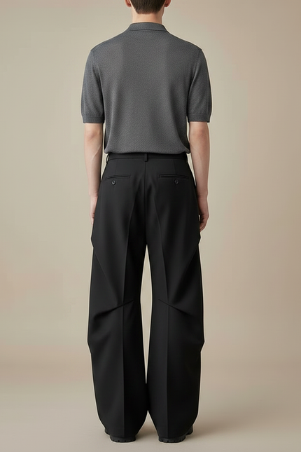 Pantalon Fluide À Pince - Noir Gabardine - vue 2