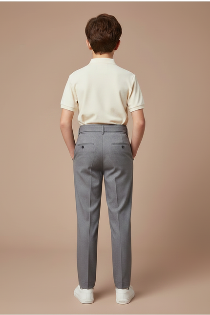 Pantalon À Pince Gris Élégant Plissé Garçon - Laine - vue 2