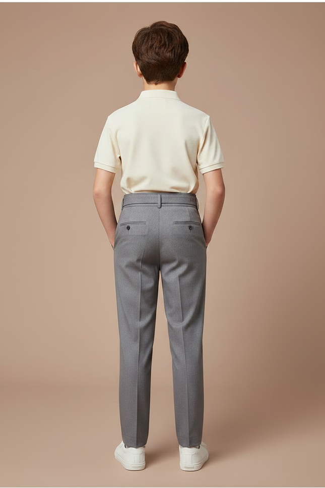 Pantalon À Pince Gris Élégant Plissé Garçon - Laine - vue 2