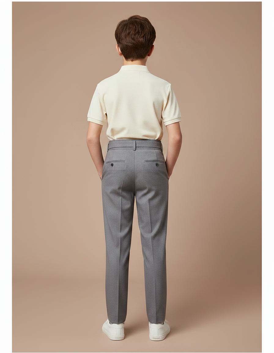 Pantalon À Pince Gris Élégant Plissé Garçon - Laine - vue 2