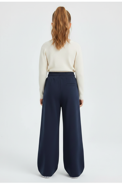 Pantalon À Pince Bleu Marine Ample Décontracté - Molleton - vue 2