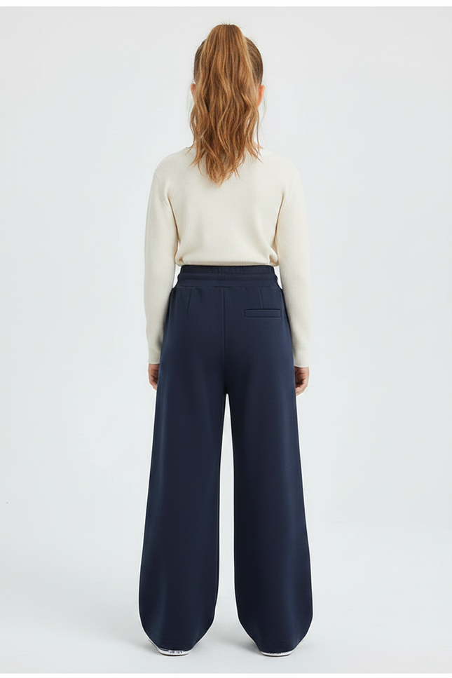 Pantalon À Pince Bleu Marine Ample Décontracté - Molleton - vue 2
