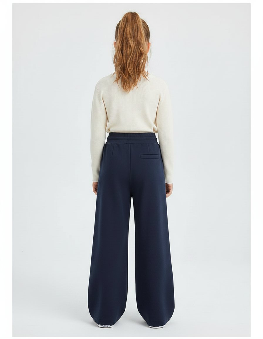 Pantalon À Pince Bleu Marine Ample Décontracté - Molleton - vue 2