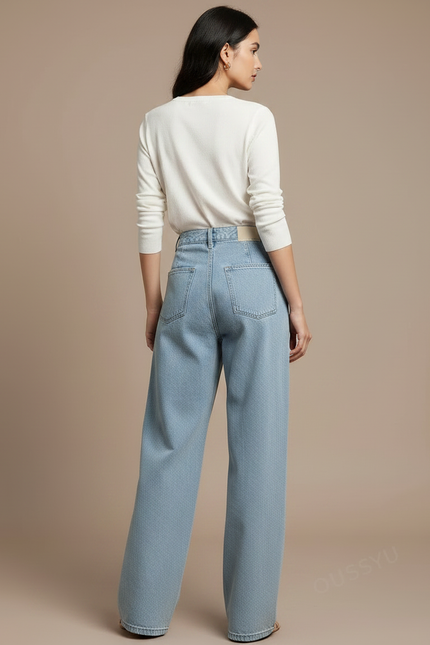 Pantalon À Pince Bleu Clair Large Décontracté Femme - Jean - vue 2