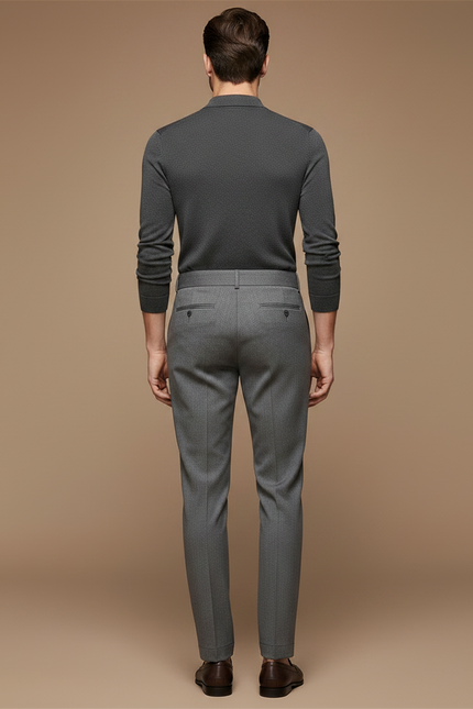 Pantalon À Pince Gris Élégant Droit Homme - Gabardine - vue 2
