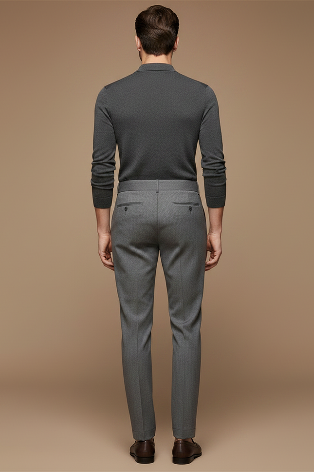 Pantalon À Pince Gris Élégant Droit Homme - Gabardine - vue 2