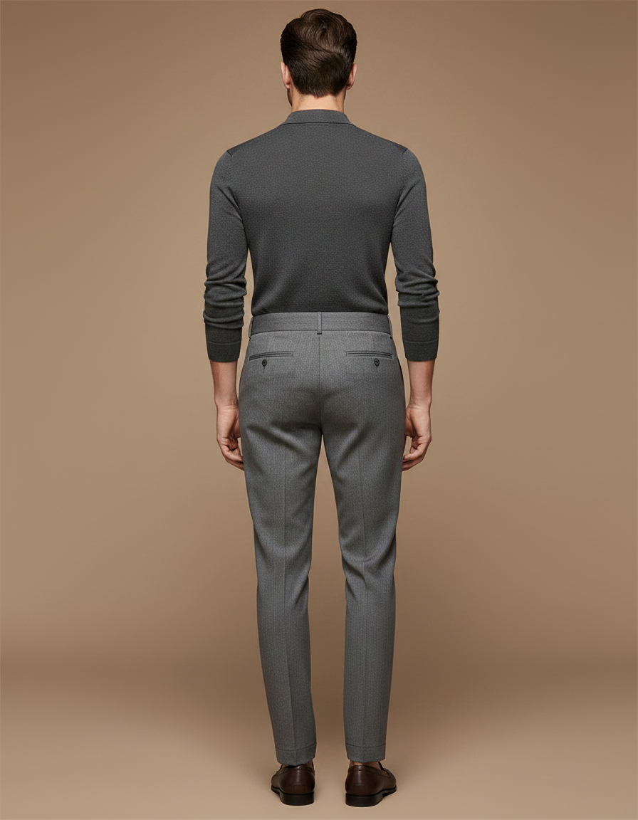 Pantalon À Pince Gris Élégant Droit Homme - Gabardine - vue 2