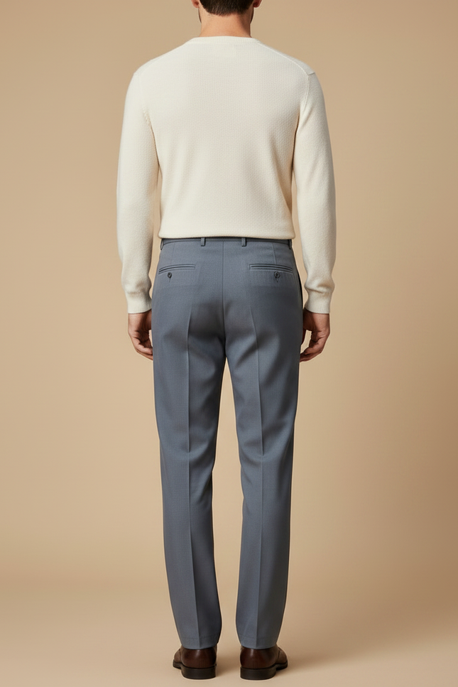 Pantalon À Pince Gris Plissé Droit Formel Homme - Gabardine - vue 2