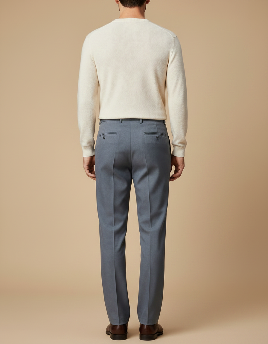 Pantalon À Pince Gris Plissé Droit Formel Homme - Gabardine - vue 2