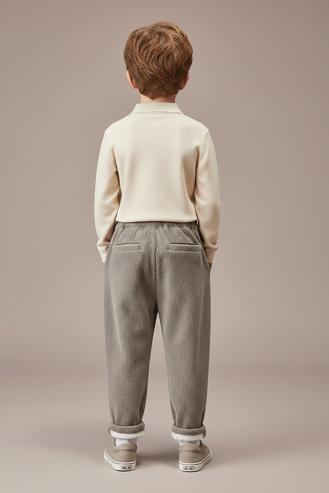 Pantalon À Pince Côtelé Ample Chaud Enfant - Gris Cordé - vue 2