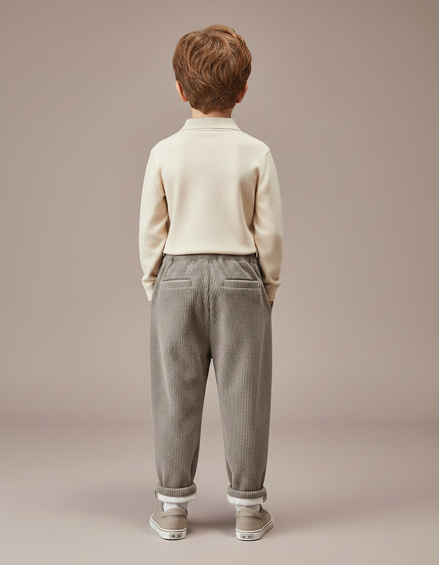 Pantalon À Pince Côtelé Ample Chaud Enfant - Gris Cordé - vue 2