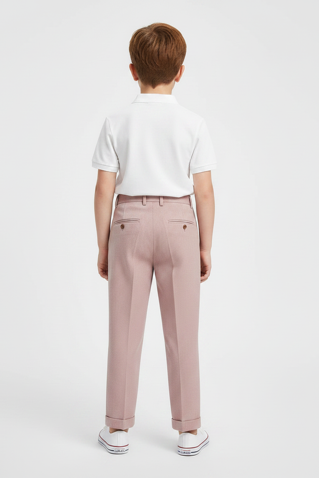 Pantalon À Pince Rose Plissé Droit Garçon Élégant - Gabardine - vue 2